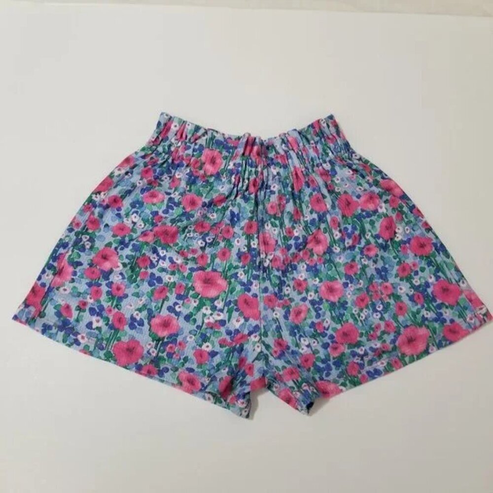 Mayoral lightweight little girl summer floral shorts size 7 (F12)